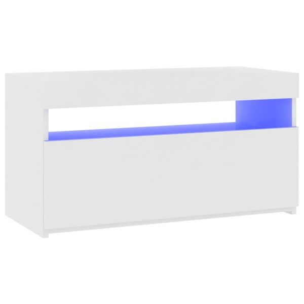 Syfax™ Mobile Porta Tv Con Luci Led Bianco Lucido 75X35X40 Cm-image