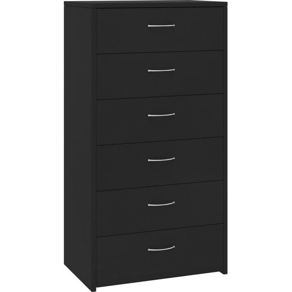 Syfax™ Credenza Con 6 Cassetti Nera 50X34X96 Cm In Legno Multistrato-image