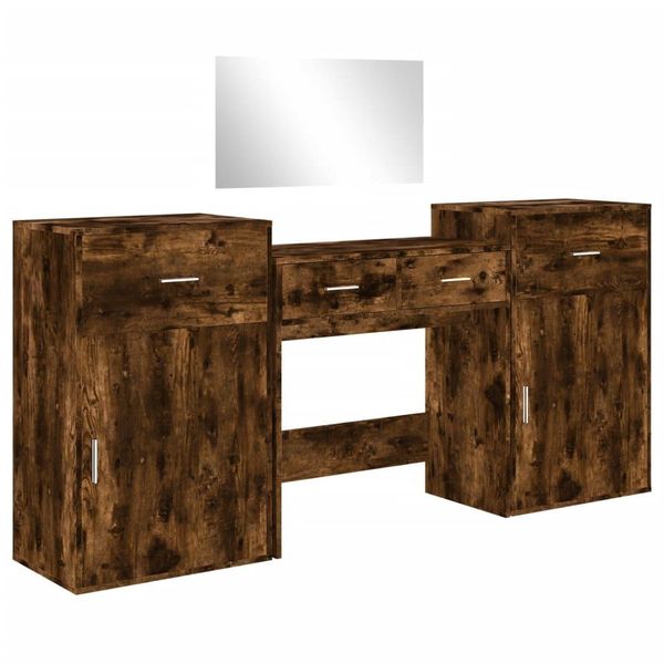 Syfax™ Set Da Toeletta 4 Pz Rovere Fumo In Legno Multistrato-image