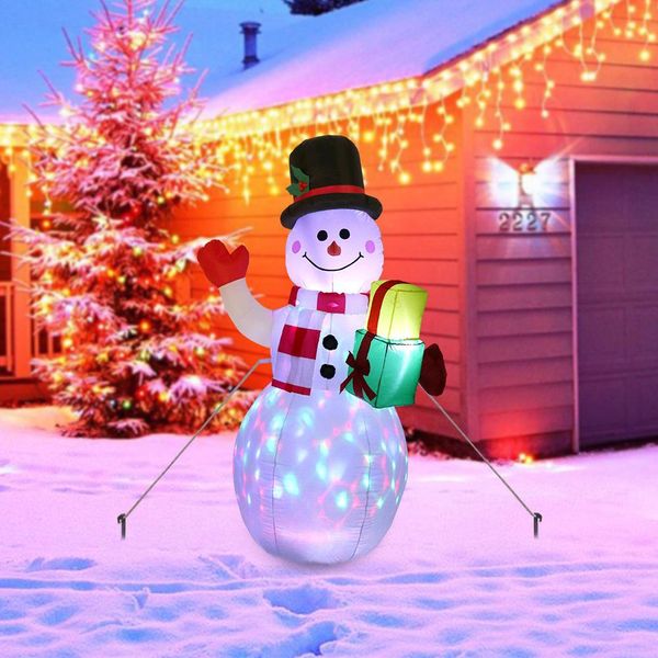 150Cm Pupazzo Di Neve Gonfiabile, Pupazzo Di Neve Gonfiabile Di Natale Decorazione Di Natale All'aperto Con La Luce Del Led Decorazione Gigante Del Partito Del Pupazzo Di Neve,-image