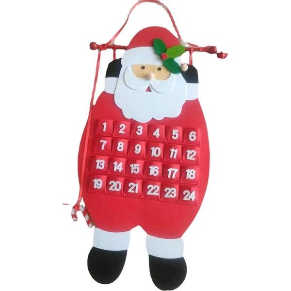 Calendario Dell'avvento In Feltro 3D Di Babbo Natale, Calendario Del Conto Alla Rovescia Per Il Natale, Decorazioni Per Interni, Babbo Natale-image