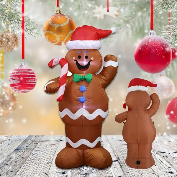 150CM Uomo Gonfiabile Del Pan Di Zenzero, Pupazzo Di Neve Del Pan Di Zenzero Con Il Led, Pupazzo Di Neve Gonfiabile Per La Decorazione Del Cortile Della Decorazione Di Natale Del Nuovo Anno-image