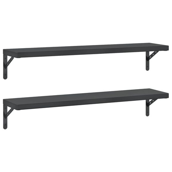 Syfax™ Mensole A Muro 2 Pz 100X23,5 Cm Nero In Acciaio Inossidabile-image
