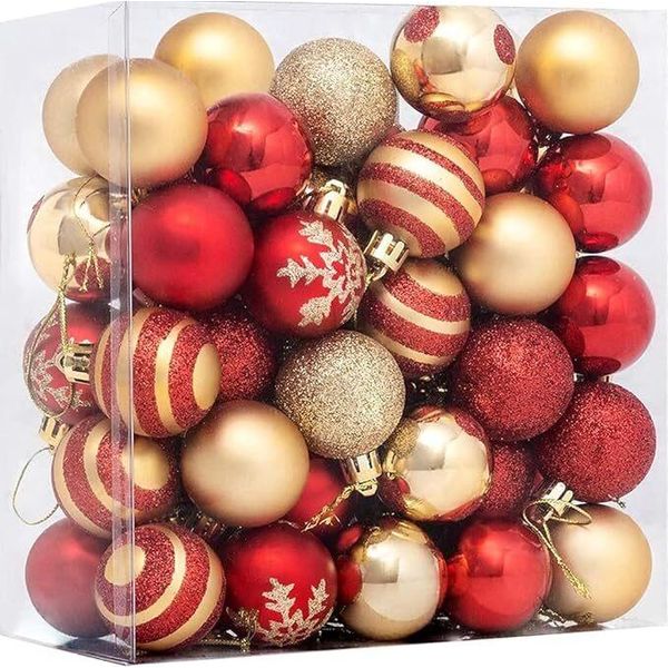 Baubles Dell'albero Di Natale, 50 Pezzi Piccoli Baubles Di Natale Con Cordino Per Decorazioni Natalizie, Matrimonio, Festa Di Compleanno-image