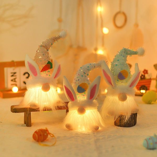 3 Pezzi Gnomo Decorazione Di Pasqua, Gnomo Di Pasqua Decorazione Di Primavera, Led Coniglietto Di Pasqua Decorazione Da Tavolo, Per I Bambini Gnomo Decorazione Di Pasqua Regalo-image