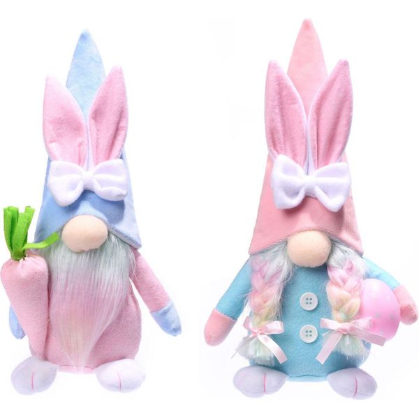 Gnomo Di Pasqua, 2 Pezzi Decorazione Di Pasqua Gnomo Fatto A Mano Coniglietto Di Pasqua Con Uova Gnomo Di Primavera Gnomo Di Pasqua Gnomo Di Pasqua Figure Decorazione Di Primavera-image