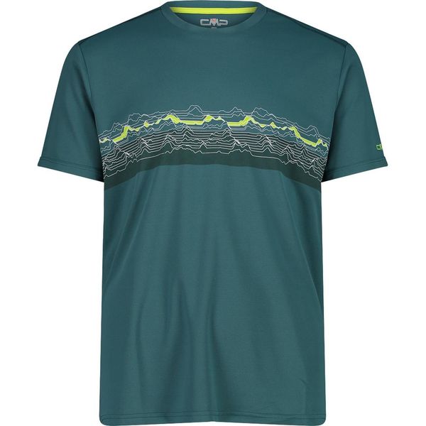 T-Shirt Cmp Da Uomo In Piqué Con Funzione Dry E Stampa Avventura Blu 54-image