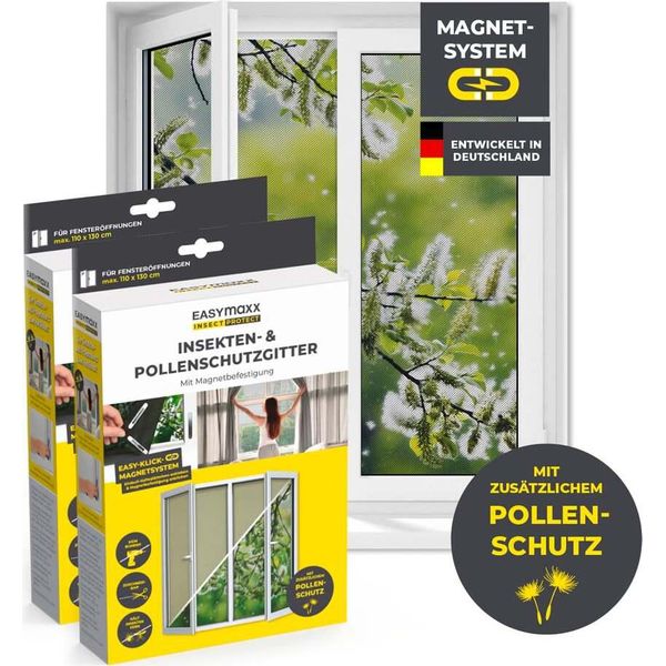 Set Di 2 Zanzariere Magnetiche Easymaxx Insect Protect E Polline - Fino A 110X130Cm-image