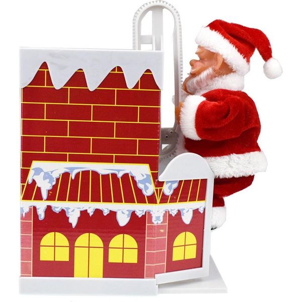 Figurina Di Babbo Natale Con Musica, Decorazione Natalizia Di Babbo Natale Elettrico, Arrampicata Sul Camino-image