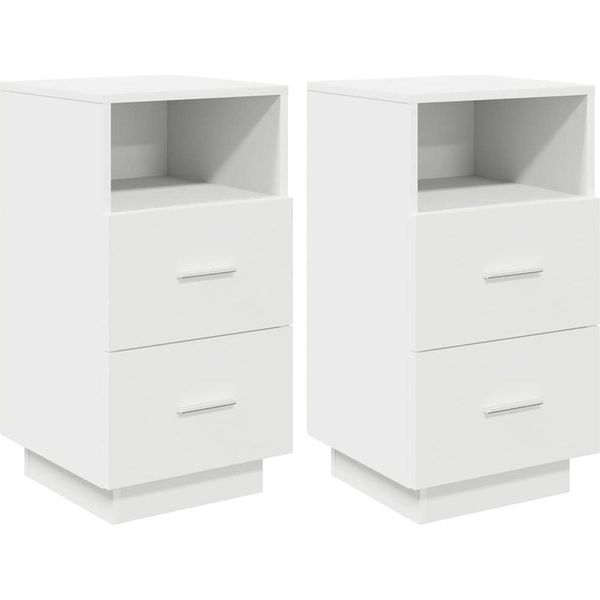 Syfax™ Comodini 2 Pz Con 2 Cassetti Bianchi 36X36X68 Cm-image