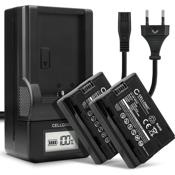 Cellonic 2X Batteria NP-W235 Compatibile Con Fujifilm X-T4 / Gfx 50S Ii / GFX100S / X-H2S 2250Mah + Caricabatterie Np W235 Di Ricambio, Pila + Caricatore-image