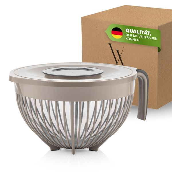 Ciotola Per Impastare Viwares 3L Con Coperchio - Robusta Ciotola Per Impastare Senza Bpa Per Torte, Pane E Pizza - Doppio Coperchio Con Finestra Di Visualizzazione Rimovibile Lavabile In Lavastoviglie, Beige-image