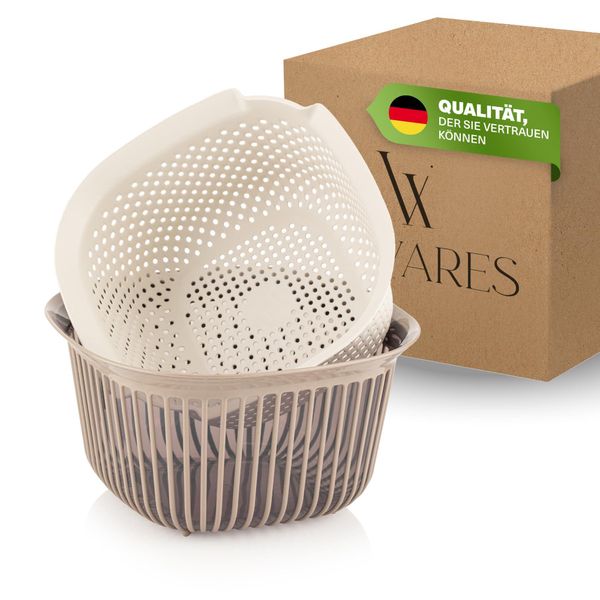 Viwares Ciotola Quadrata Con Inserto Per Scolapasta, 4 L, Ciotola Da Cucina Senza Bpa, Scolapasta Con Ciotola, Scolapasta Da Cucina, Impilabile, Ciotola Scolapasta Per Lavare, Scolare, Servire, Insalate E Verdure-image