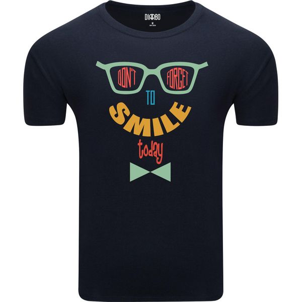 Diarbo Maglietta Da Uomo Con Stampa Divertente Smile Today Blu Scuro Taglia Xl-image
