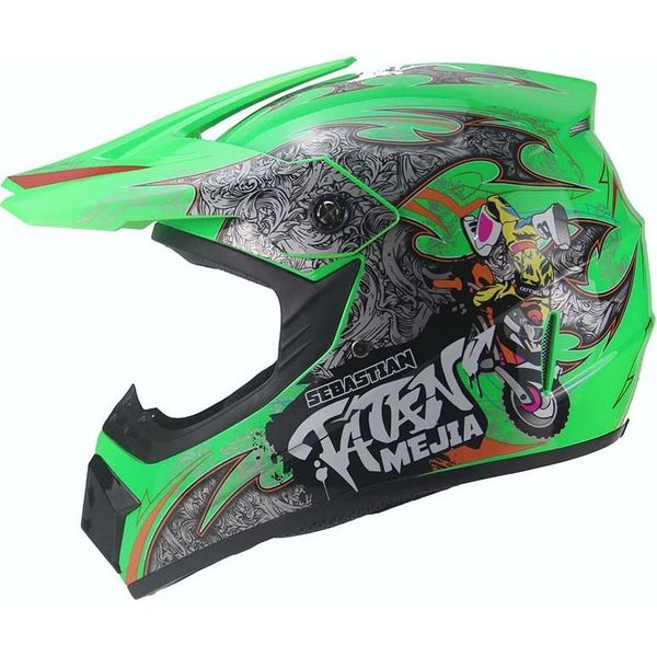 Casco Da Cross Casco Da Bambino Casco Da Moto Motocross Mejia Verde Chiaro Quad Taglia Xl-image
