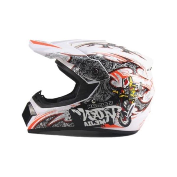 Casco Da Cross Casco Da Bambino Casco Da Moto Motocross Mejia Bianco Moto Taglia L-image