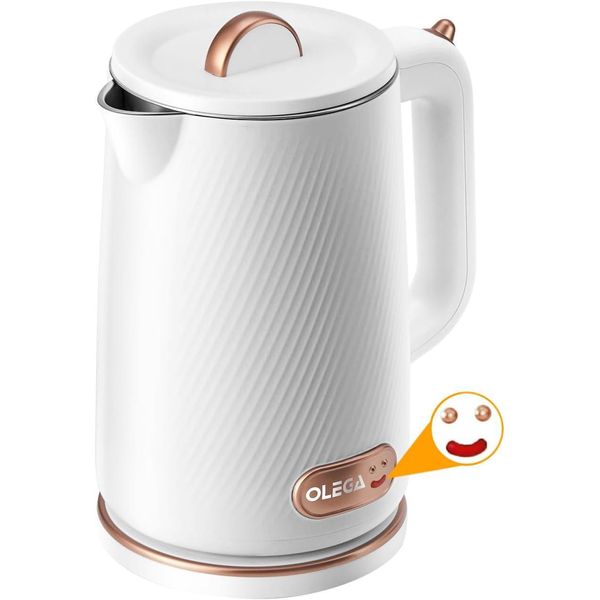 Bollitore Da 1,8 L In Acciaio Inox Senza Bpa, Senza Fili, Bollitore Elettrico Per Tè Con Spegnimento Automatico, Protezione Contro Il Funzionamento A Secco, Design A Doppia Parete, Base A 360 Gradi-image