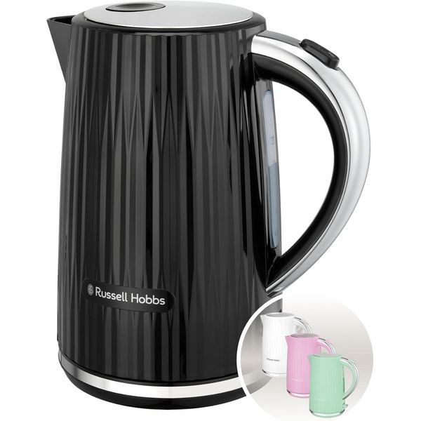 Bollitore Da 1,7L 2400W Con Design Retrò, Accenti In Acciaio Inossidabile, Filtro Anticalcare, Apertura Del Coperchio Con La Semplice Pressione Di Un Pulsante, Indicatore Del Livello Dell'acqua, Senza Bpa, Nero-image
