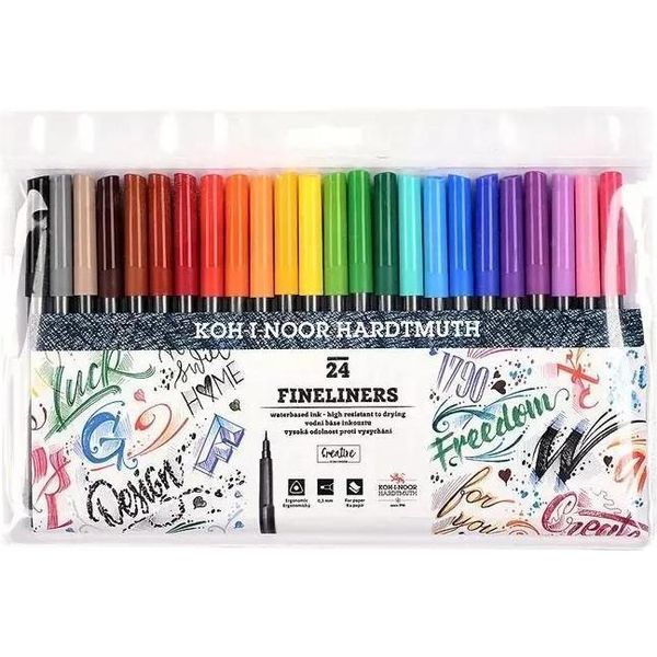 Koh-I-Noor Fineliner - Penne A Punta Fine, Colori Assortiti, In Confezione Da 24 Pezzi-image