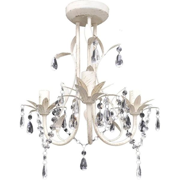 Vidaxl Lampadario A Sospensione In Cristallo Lampada Lampadario Bianco-image