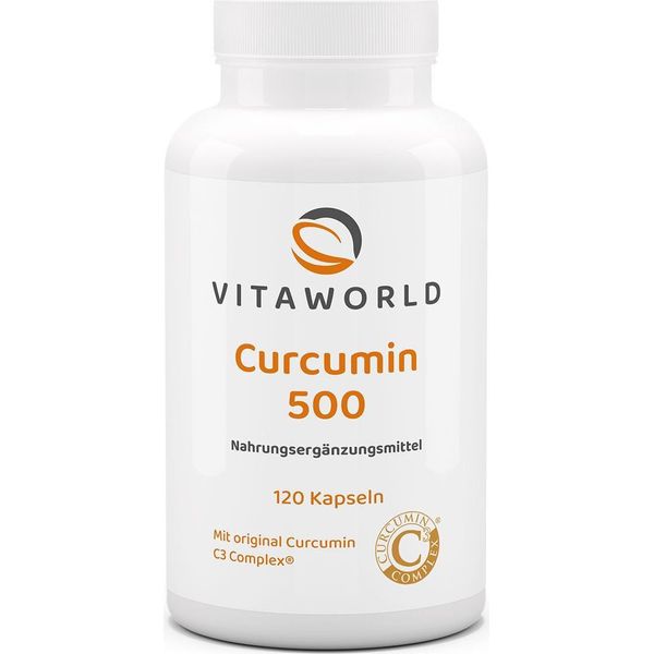 Vitaworld Curcumin 500 | 120 Capsule | Original Curcumin C3 Complex® | Ad Alto Dosaggio | Estratto Di Pepe Nero | Vegano-image