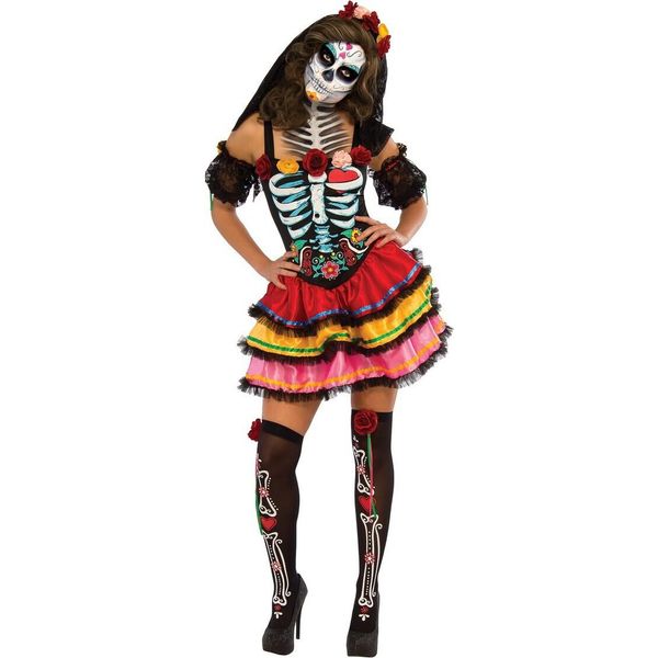 Rubies - Costume "Giorno Dei Morti Seniora"" - Donna BN4367 (M) (Nero/Rosso/Bianco)"-image