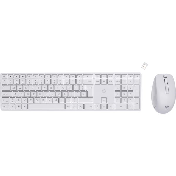 Tastiera E Mouse Wireless Hp 650, Senza Fili, Wireless Rf, Interruttore A Membrana, Qwerty, Bianco, Mouse Incluso-image