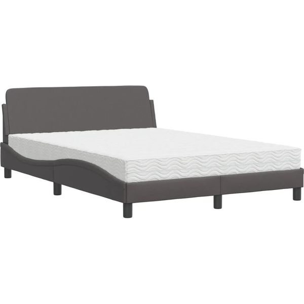 Vidaxl Letto Con Materasso "Dover"" Grigio 120X200 Cm In Pelle Finta"-image