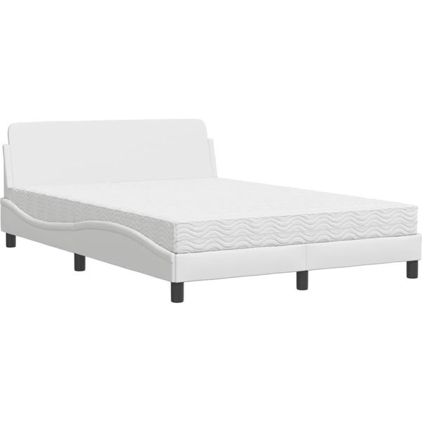 Vidaxl Letto Con Materasso "Dover"" Bianco 120X200 Cm In Pelle Finta"-image
