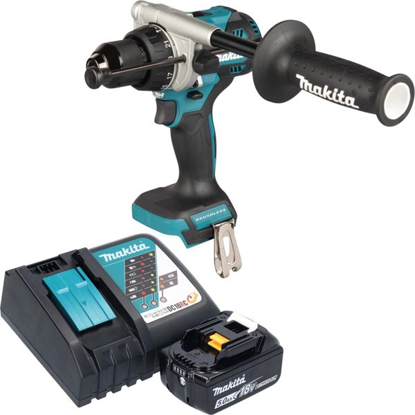 Makita Dhp 492 RT1 Avvitatore A Percussione A Batteria 18 V 141 Nm Brushless + 1X Batteria 5,0 Ah + Caricabatteria-image