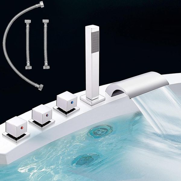 Mucola Handbraunse Miscelatore Per Vasca Da Bagno Miscelatore Per Doccia 5 Fori Set Miscelatore Per Vasca Da Bagno Rotondo Argento Miscelatore Per Bagno Miscelatore Per Bordo Vasca-image