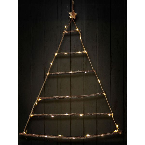 Albero Decorativo Da Parete In Legno Con Luci Fiabesche A Led - 90X70 Cm-image