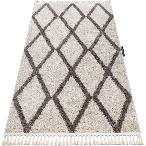 Tappeto Berber Troik Crema Frange Berbero Marocchino Shaggy Beige 120X170 Cm-image