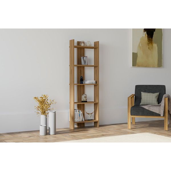 Skye Decor, Virba - Walnut, Libreria, Noce, 100 % Pannelli Rivestiti Di Melamina, 52,4 X 22,6 X 149 Cm-image