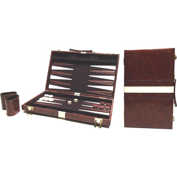 Hot Games Backgammon Valigia Marrone In Vinile 46X30 Cm Gioco Di Strategia-image