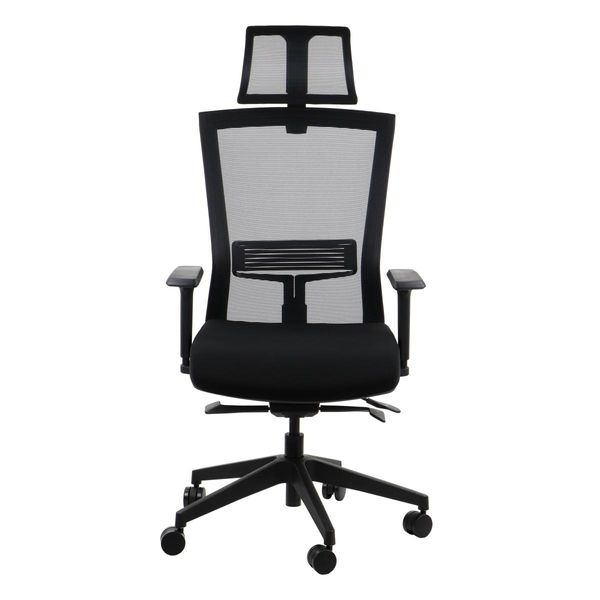 Sedia Da Ufficio Ergonomica Girevole Hope, Braccioli Regolabili, Poggiatesta, Seduta Scorrevole (Avanti-Indietro), Nero-image