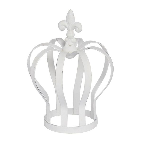 Corona In Metallo Shabby Bianco Antico H17,5 Cm Corona Decorativa In Metallo Shabby Chic Casa Di Campagna-image