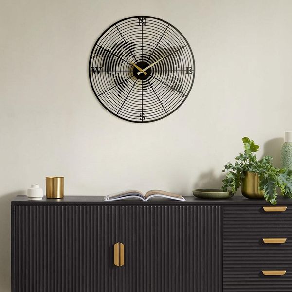 Opviq, Etta- ATP1516, Nero, Orologi Da Parete, 49 X 49 Cm, 100% Acciaio (Spessore: 1-image
