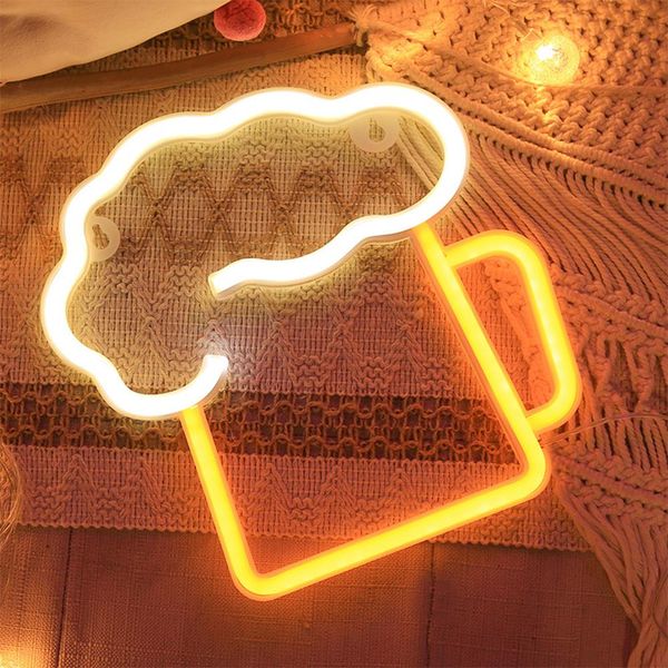 Usb A Batteria Birre Led Luce Al Neon Da Parete, Segno Al Neon Luci Notturne Segno Al Neon Luce Al Neon Per Partito Bar Gioco Camera Da Letto Decorazione Della Parete, Bambini Compleanno-image