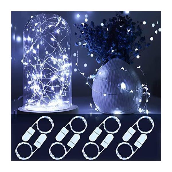 Zmh Led Luci Fiabesche 8 Pack Bianco Freddo 2M Led Striscia Filo Di Rame Luci A Batteria Per Fai Da Te Matrimonio Festa Decorazione Di Natale Regalo-image