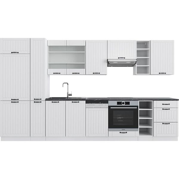 Vicco Cucina Componibile Fame-Line, 355 Cm Con Armadio Alto, Senza Piano Di Lavoro, Bianco Casa Di Campagna/Bianco-image