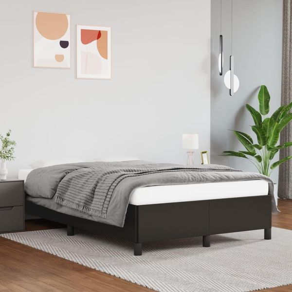 The Living Store Struttura Letto Nera 120X200 Cm In Ecopelle-image