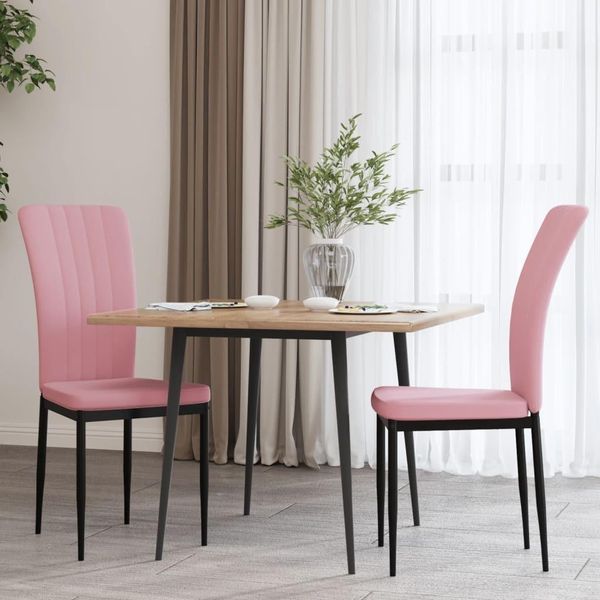The Living Store Sedie Da Pranzo 2 Pz. Velluto Rosa-image
