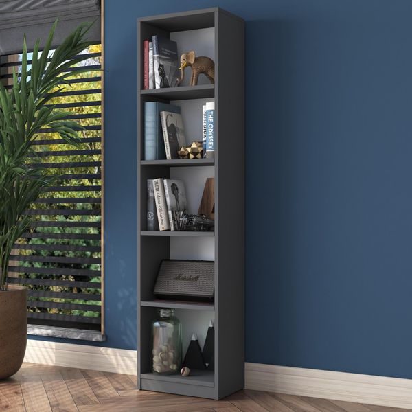 Skye Decor, HC111 - 2638, Libreria, Antracite, 100 % Melamine Coated Slipboard, 40 X 25 X 161,8 Cm-image