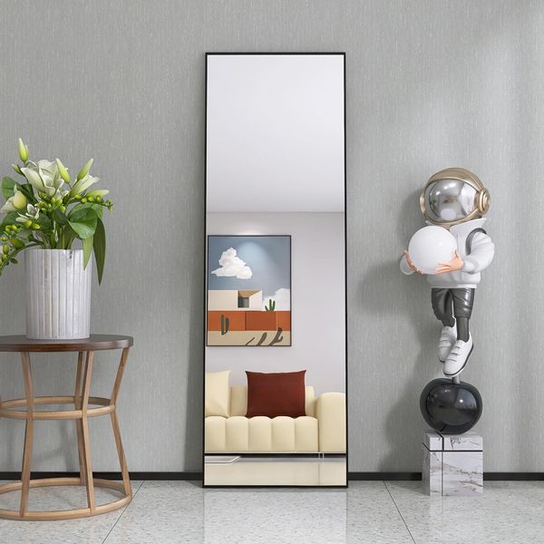 Specchio Da Terra Proximax 165X60Cm A Figura Intera Con Magnifica Cornice In Metallo Nero - Formato Grande Hd Per Una Vita E Una Vestizione Eleganti-image