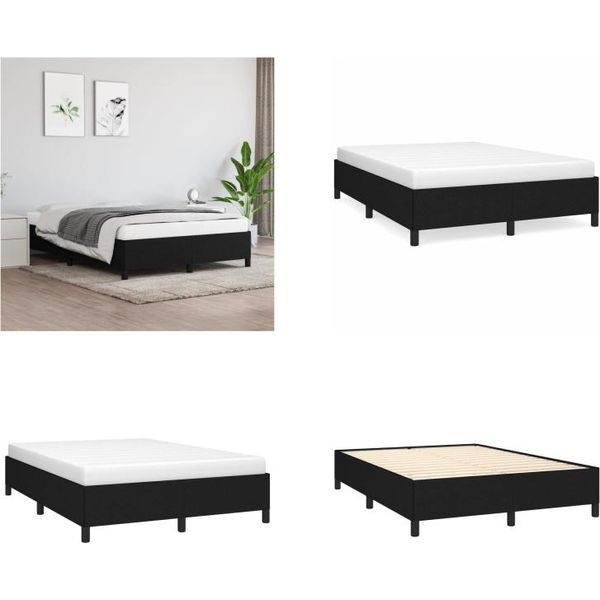 Vidaxl Struttura Letto Nera 140X190 Cm In Tessuto - Struttura Letto - Cornici Letto - Struttura Letto - Letto-image