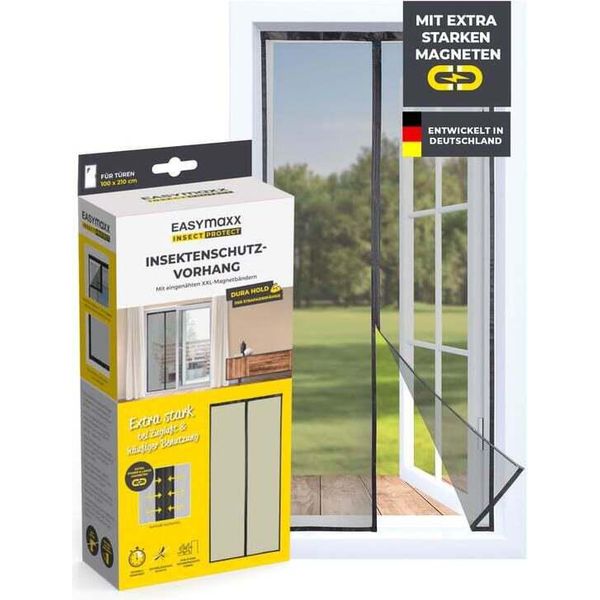Easymaxx Insect Protect Tenda Anti-Insetti Con Nastri Magnetici Xxl Cuciti - 100 X 210 Cm - Nero-image