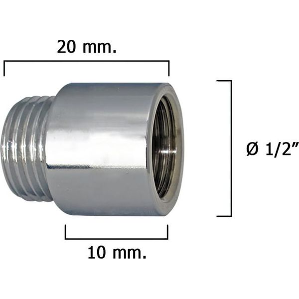 Prolunga Rotonda Cromata 1/2" X 10"-image