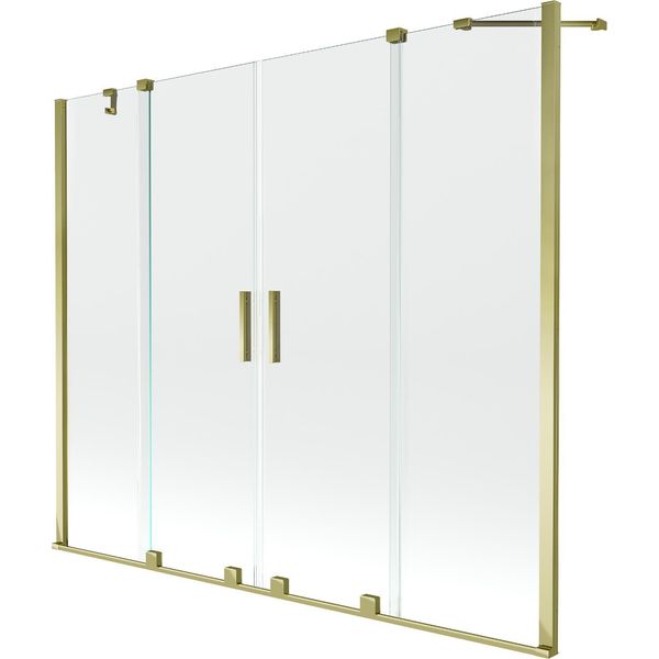 Mexen Velar Duo Parete Doccia Vasca 2 Ante Scorrevoli 200 X 150 Cm, Trasparente, Oro - 896-200-000-02-50-image