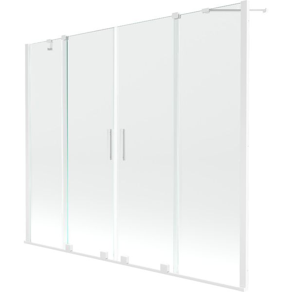 Mexen Velar Duo Paravento Per Vasca Da Bagno A 2 Ante Scorrevoli 190 X 150 Cm, Trasparente, Bianco - 896-190-000-02-20-image
